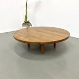 Circular coffee table in solid oak, circa 1960