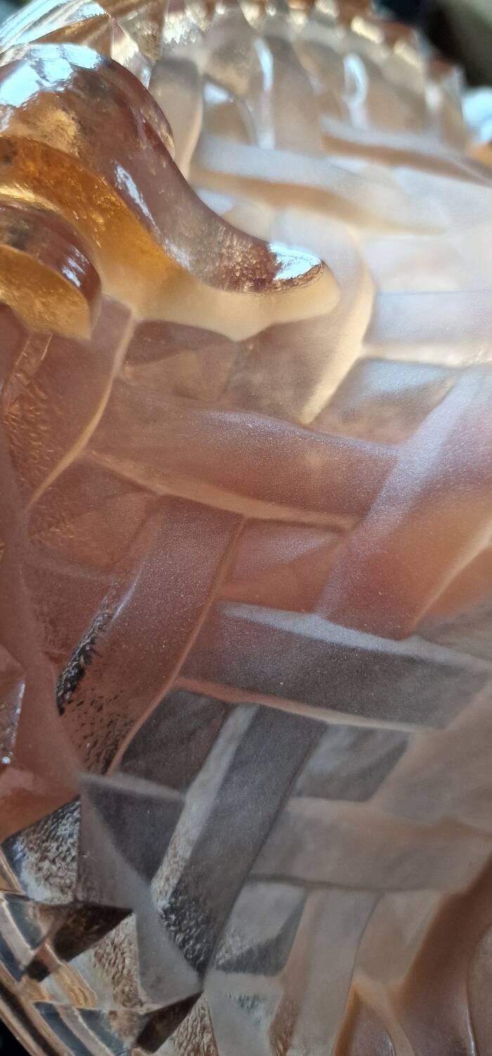 Art Deco pendant light in pink molded glass