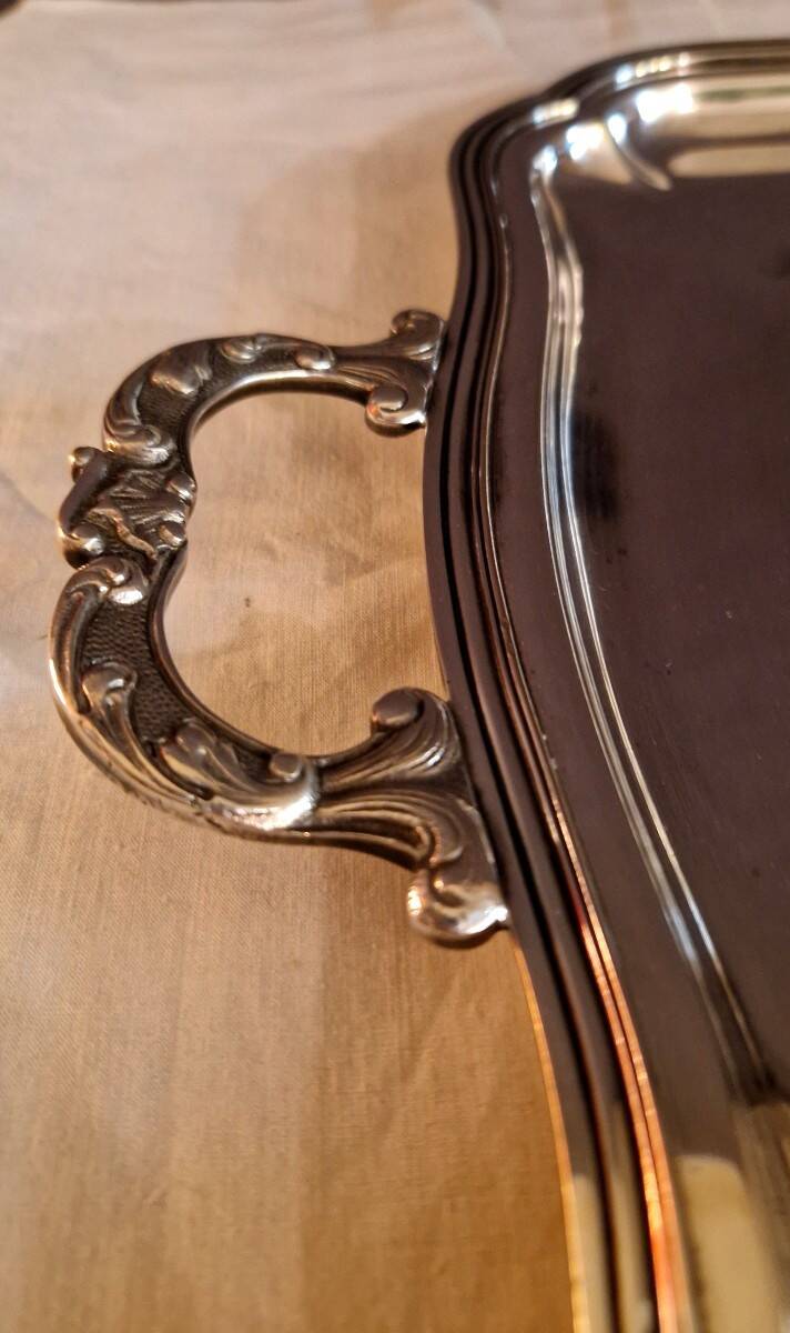 Silver metal serving tray