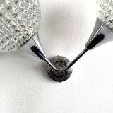 Applique murale double et globe en verre ciselé pointe de diamant, 1960