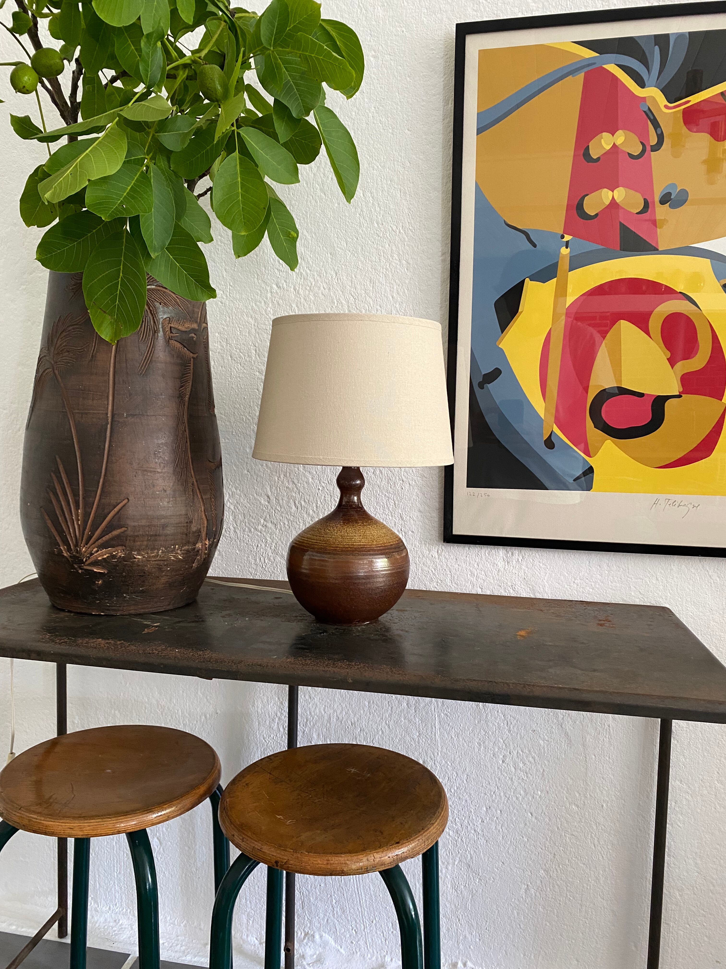 Lampe grès tourné vintage années 60