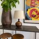 Lampe grès tourné vintage années 60