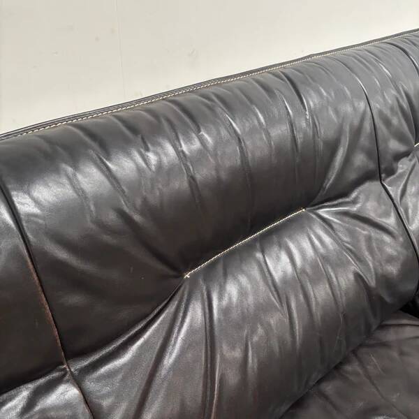 Black leather De Sede DS16 sofa, 1970s