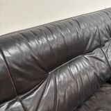 Black leather De Sede DS16 sofa, 1970s