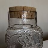 XL pressed glass jar 19th century cork stopper