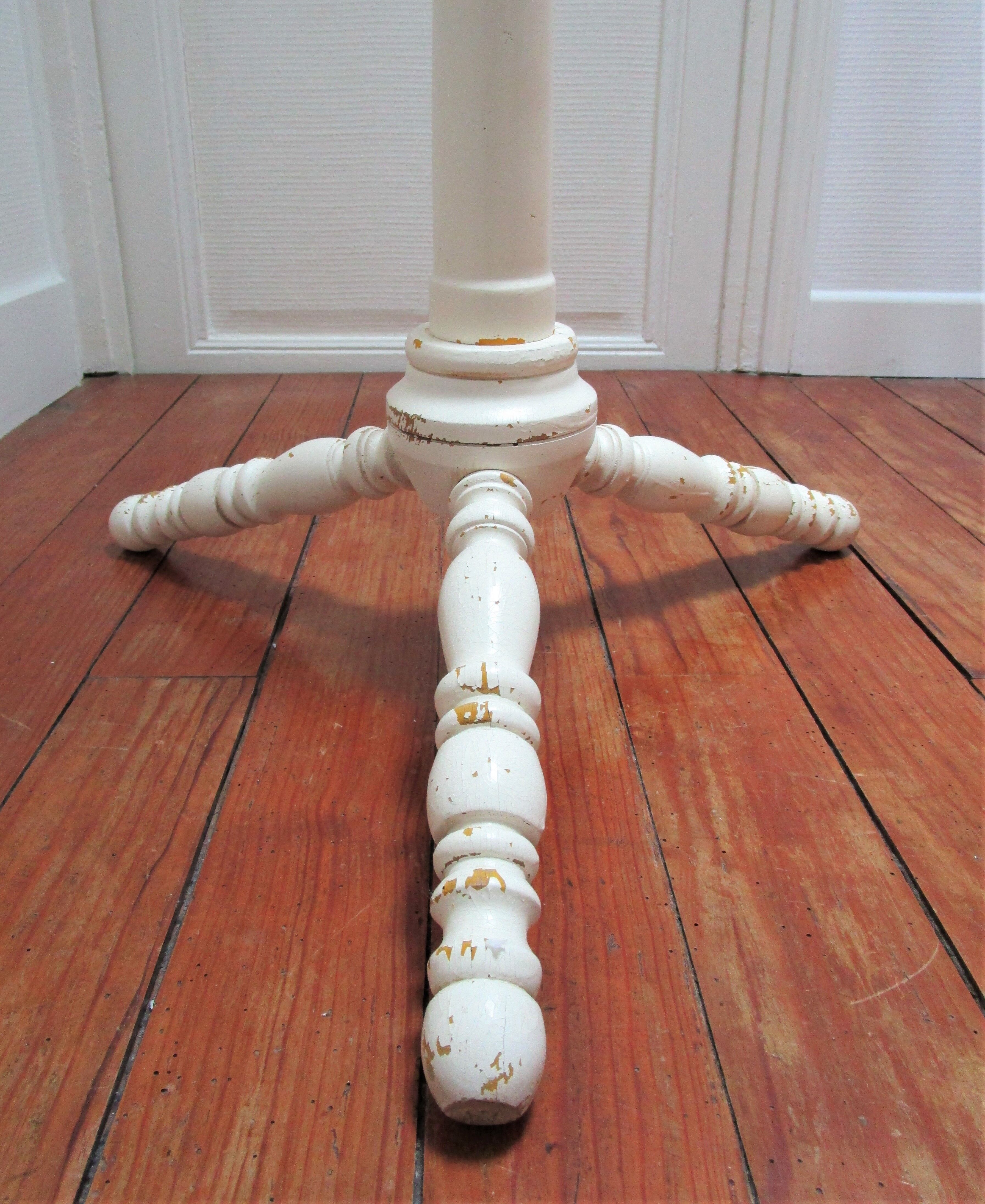 Coat rack parrot solid wood turned white patinated vintage