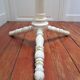 Coat rack parrot solid wood turned white patinated vintage