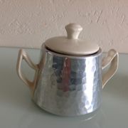 Sugar and milk pot in cermal and metal vintage 60s-70s