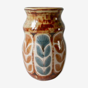 Vase en céramique émaillée, décor végétal, Malarmey