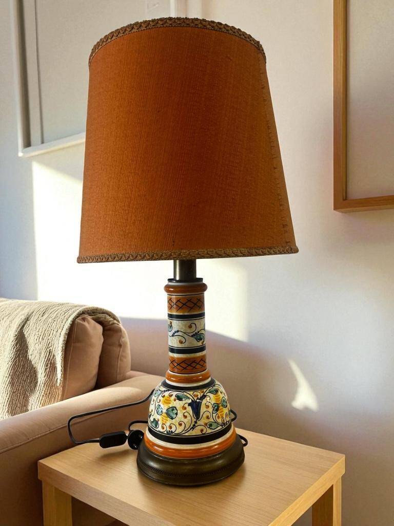 Vintage orange Portuguese table lamp