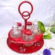 Table condiment server red metal turntable 6 vintage pieces