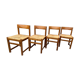 Suite de 4 chaises paillées vintage années 70