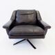 ESA model 802 pair of black leather lounge chairs by Werner Langenfeld