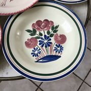 Set of 6 mismatched hollow plates longchamp and hbcm model mulhouse years 40-50