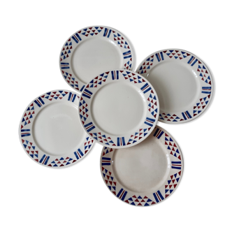 Lot de 5 assiettes à dessert Badonvillier modèle Bâle