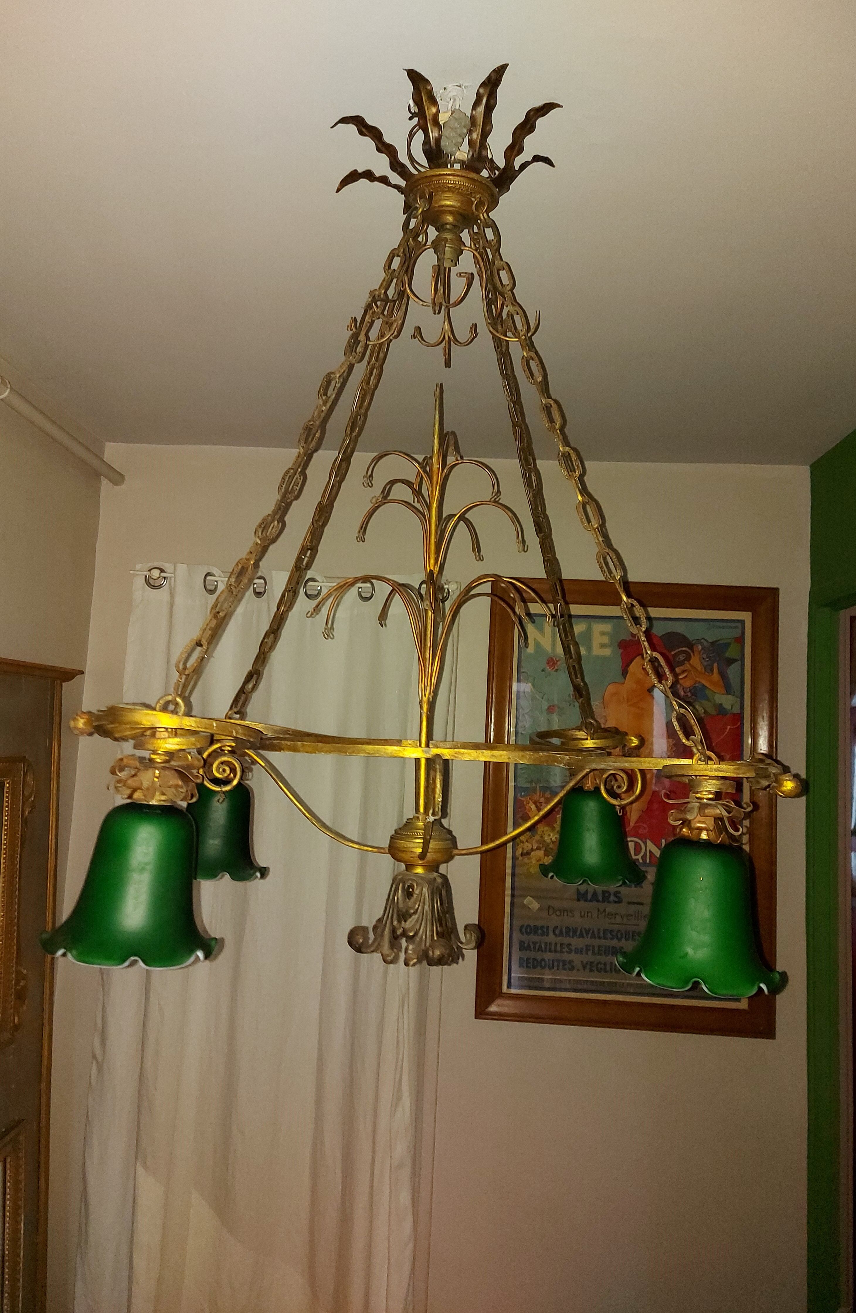 Very large art nouveau chandelier Murano (1 meter)