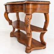 Console ancienne en bois sculpté et marbre gris veiné – Style Napoléon