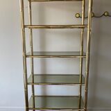 Fake gilded bamboo library shelf Hollywood regency