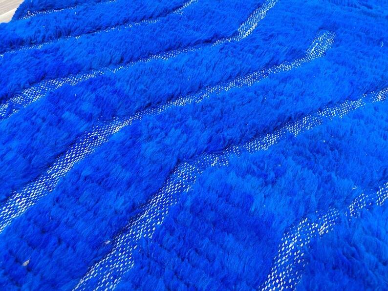 Azilal blue wool rug 250cm x 150cm