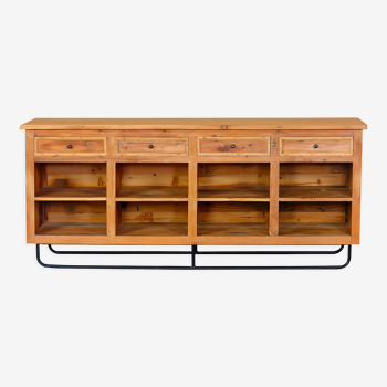 Bar counter in solid pine recycled industrial style 200cm