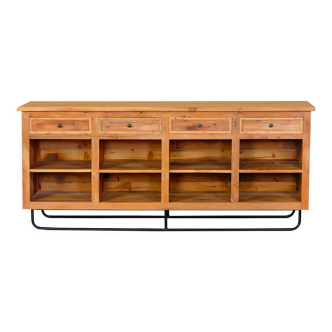 Bar counter in solid pine recycled industrial style 200cm