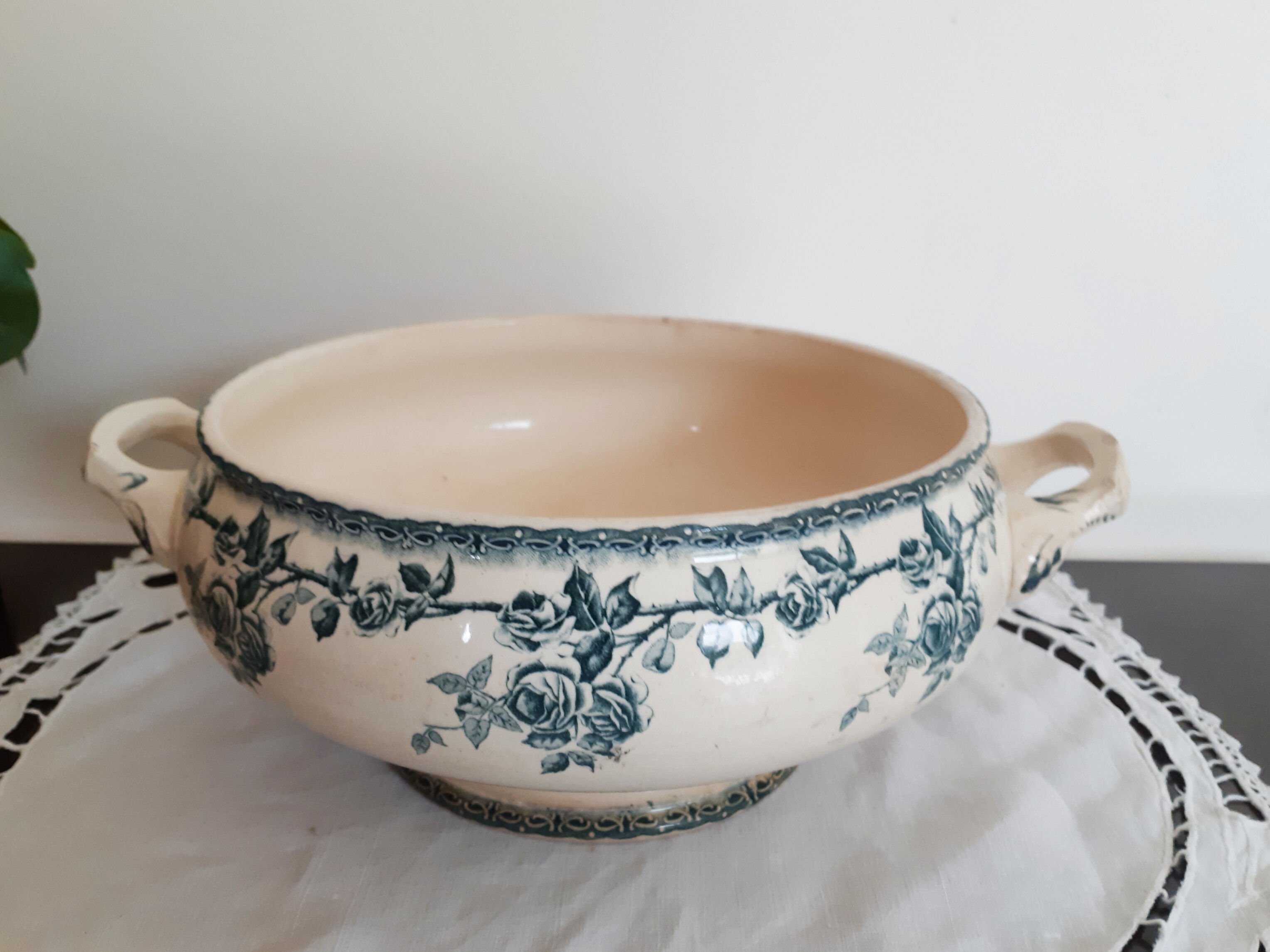 Antique earthenware salad bowl H B Paris