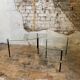 Pair of two 1950s glass and metal coffee tables, in the style of Edoardo Paoli
