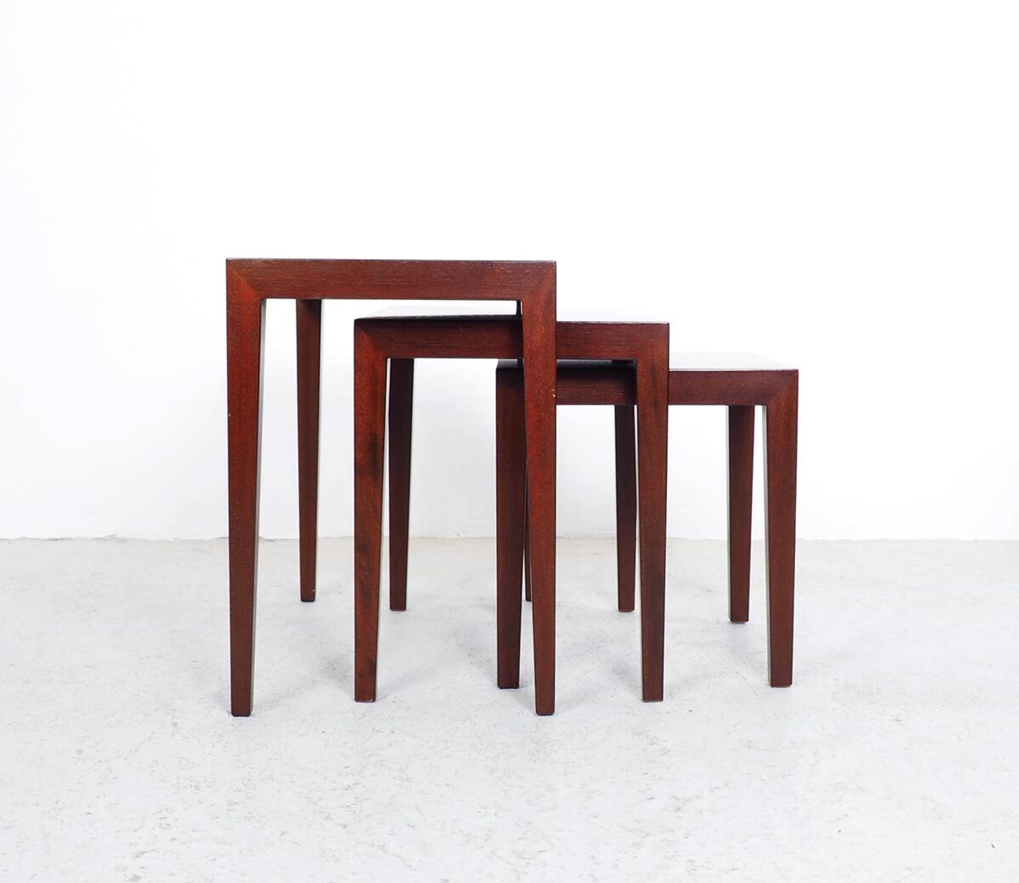 Tables Gigognes en Acajou par Severin Hansen pour Haslev Møbelsnedkeri, 1960s, Set de 3