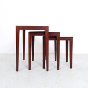 Tables Gigognes en Acajou par Severin Hansen pour Haslev Møbelsnedkeri, 1960s, Set de 3