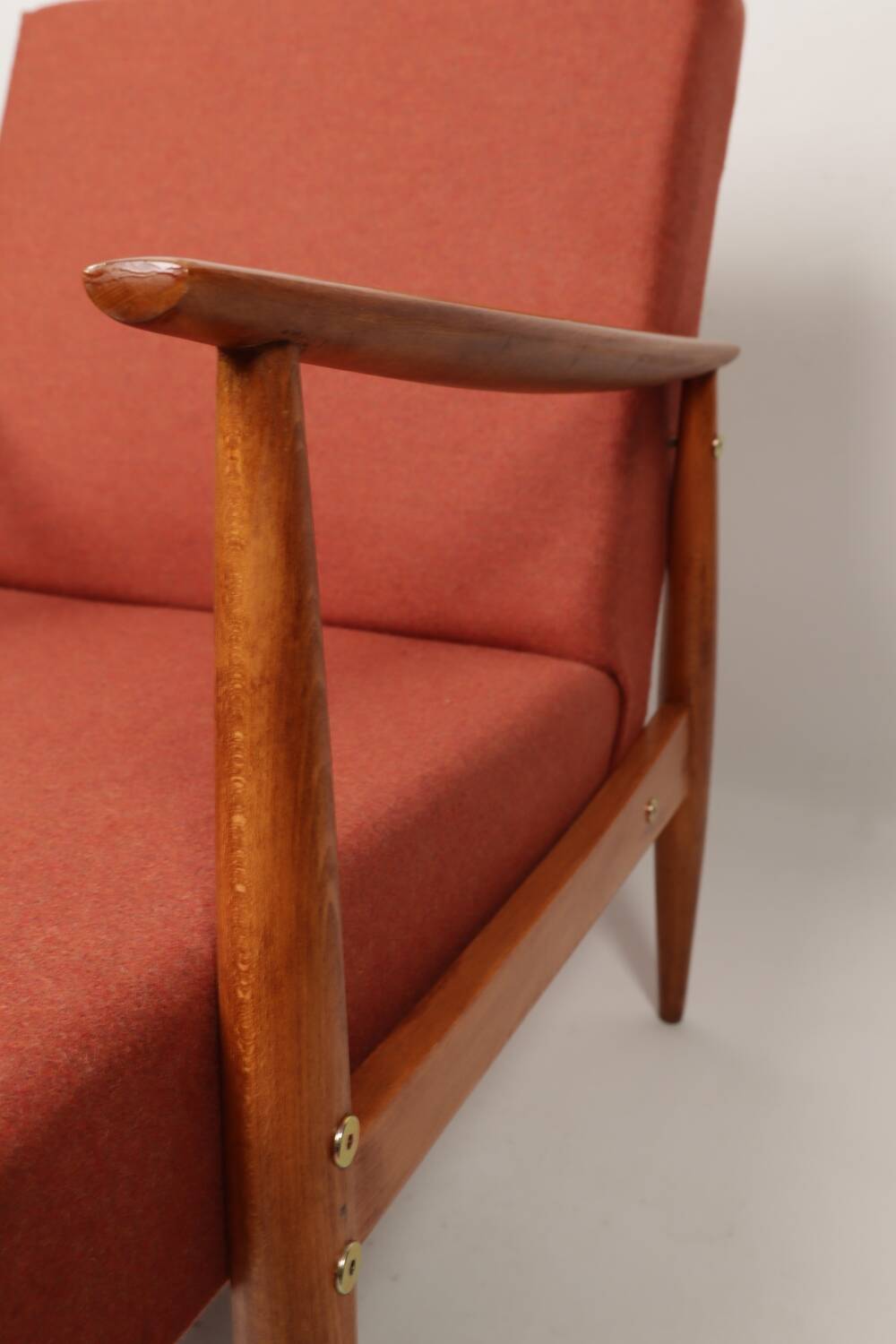 Scandinavian armchair in terracotta wool, 1970