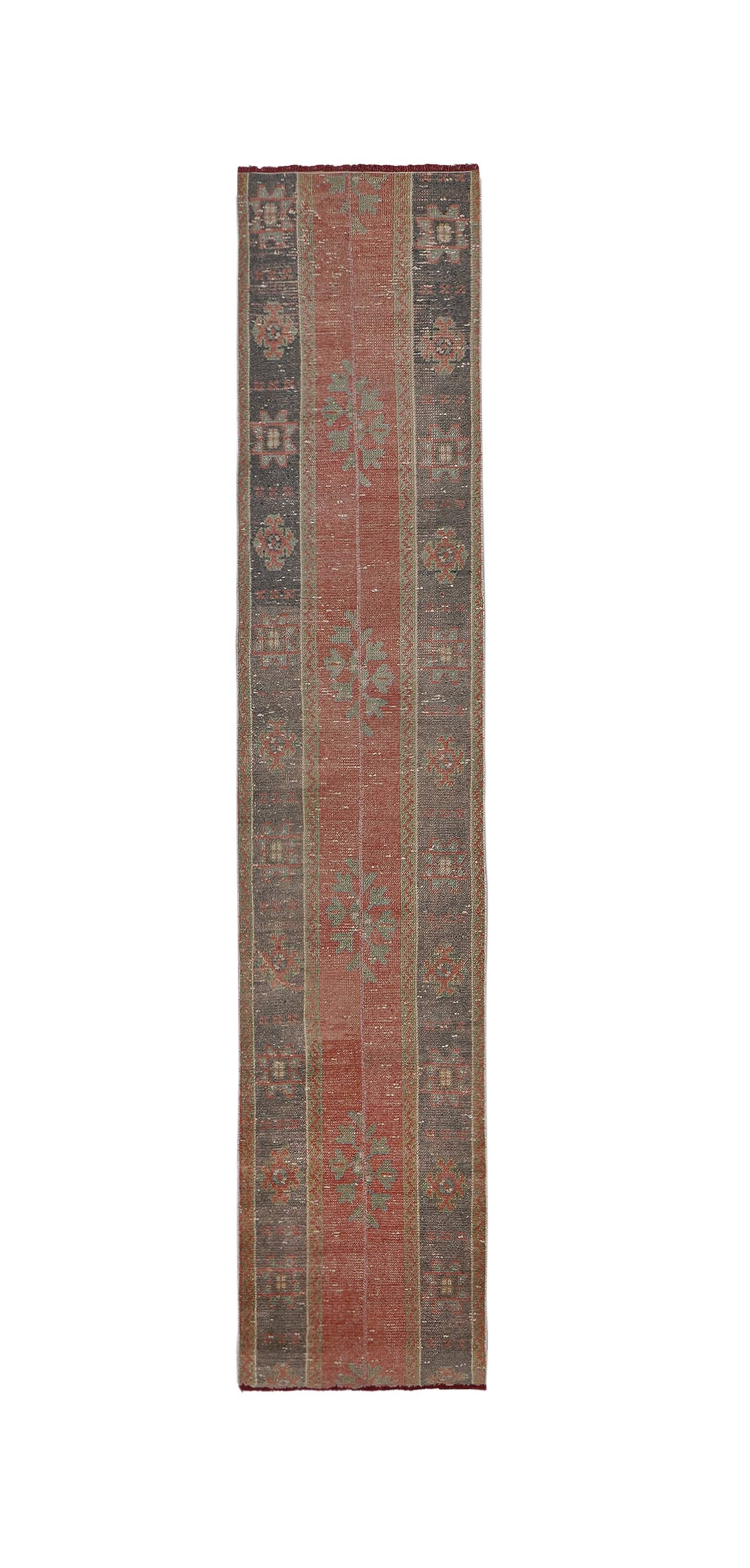 Vintage Turkish Oushak Rug Handwoven 61x313 cm