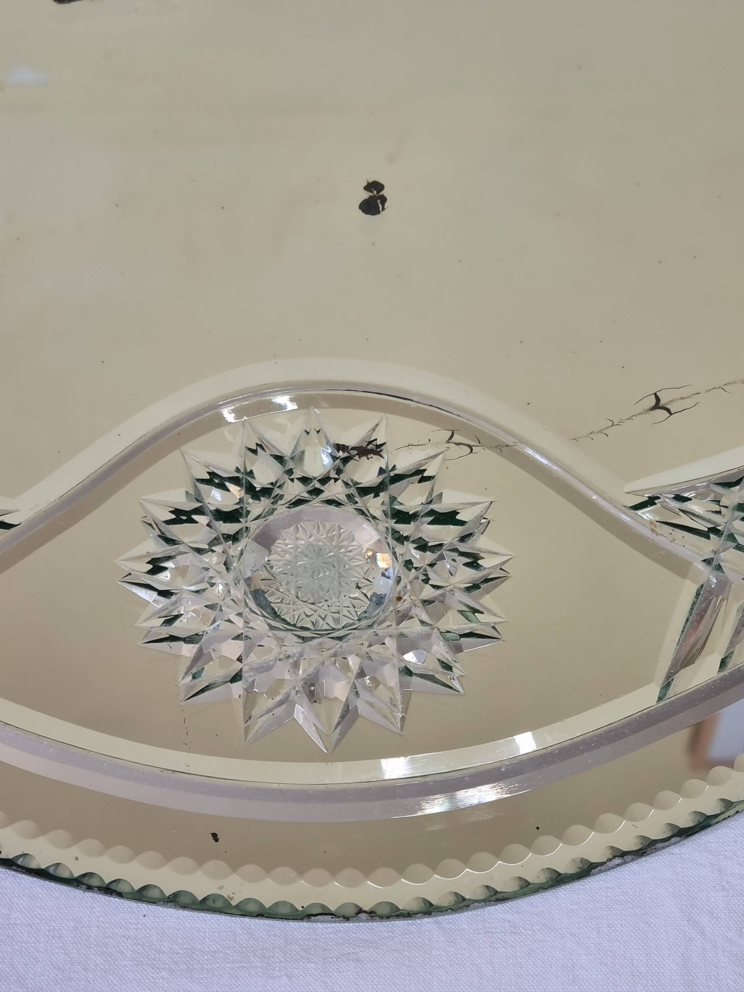 Large vintage Venetian style engraved mirror, 81 x 53 cm, 1950