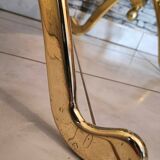 Vintage horse mirror in patinated steel with golden brass effect 1980