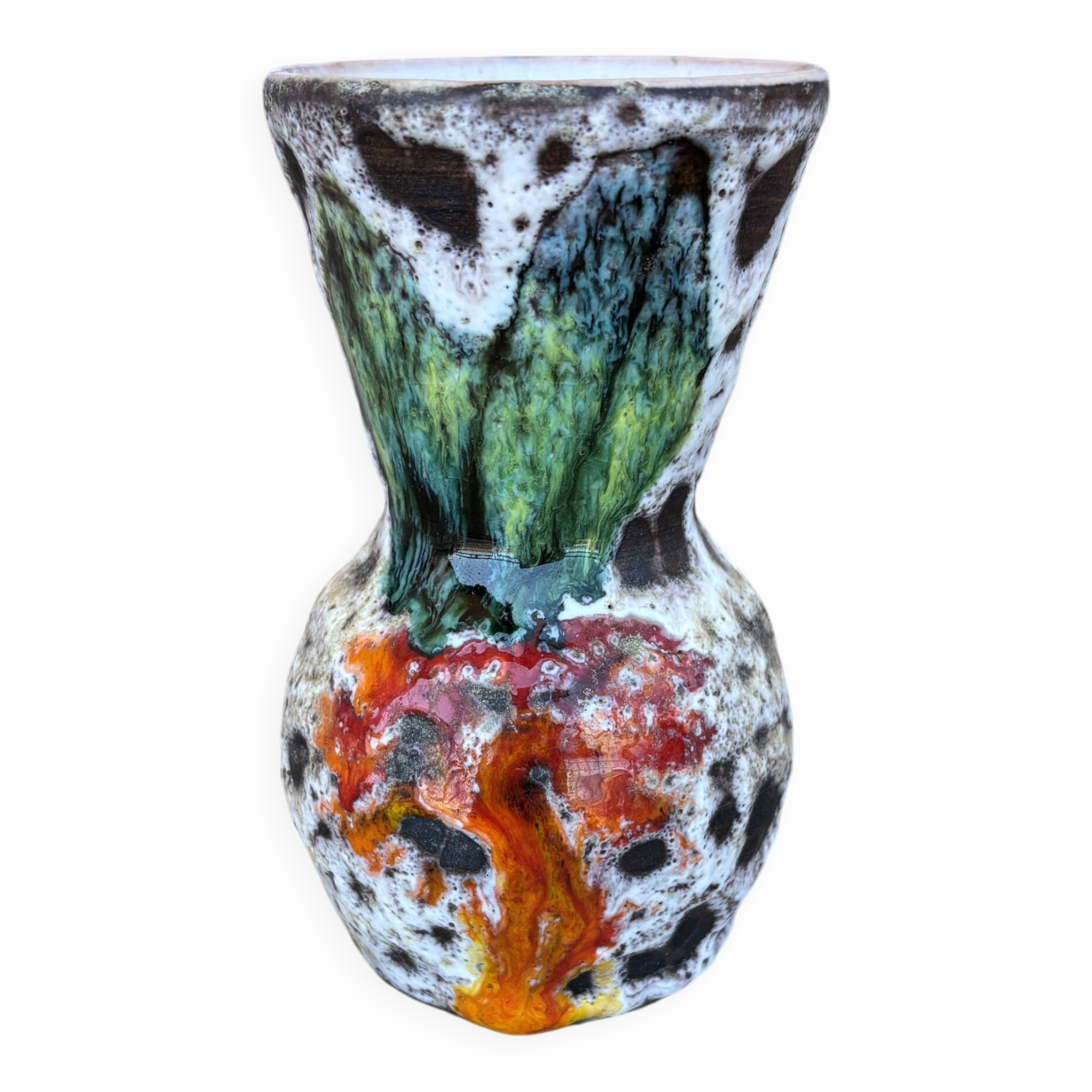 Vase Vallauris La Roue – multicoloured ceramic 60s handmade piece