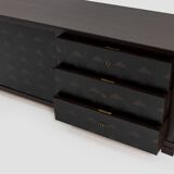 Brutalist Oak Craftsmanship Sideboard, 1960s/70s, Germany, Brass Accents