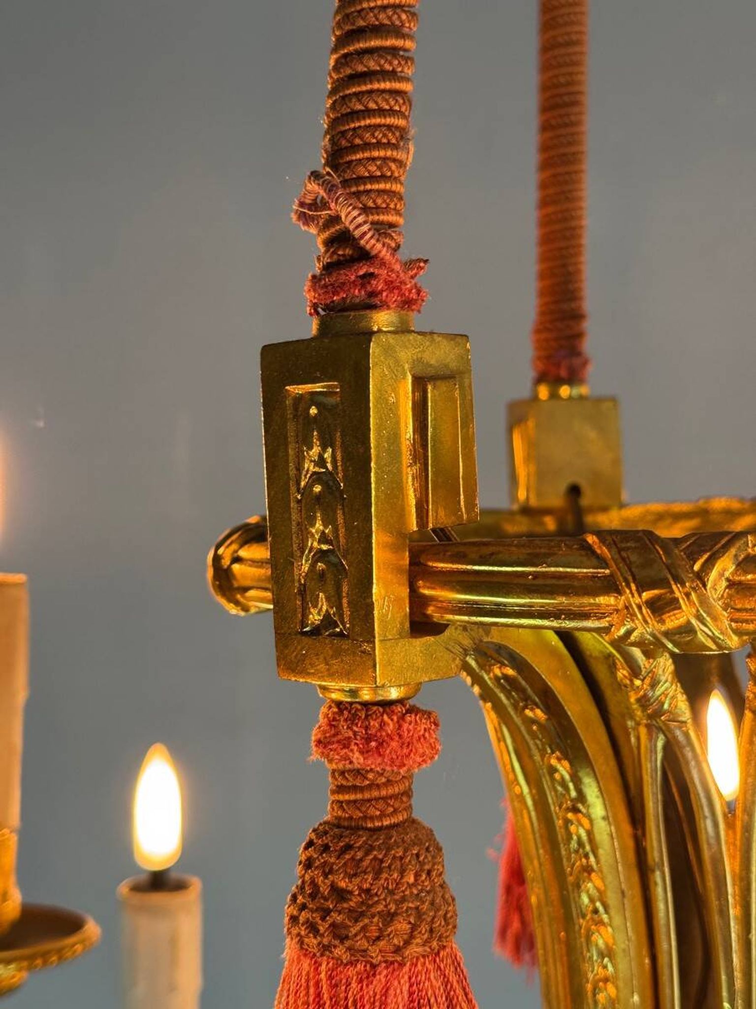 Louis XVI Style Basket Chandelier in Gilt Bronze Circa 1880