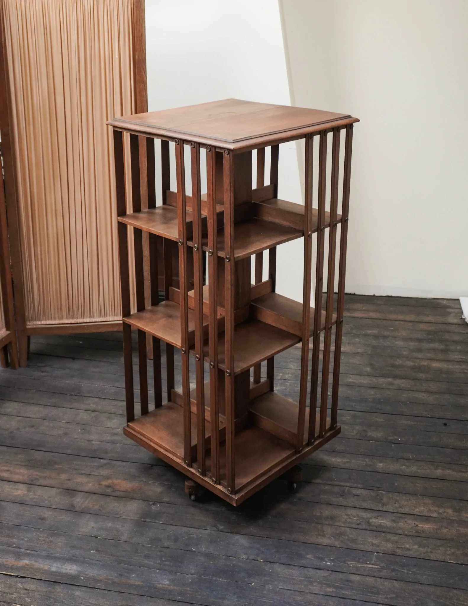 Rotating wooden library from the early 20th century.