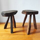 Pair of brutalist tripod stools 1960