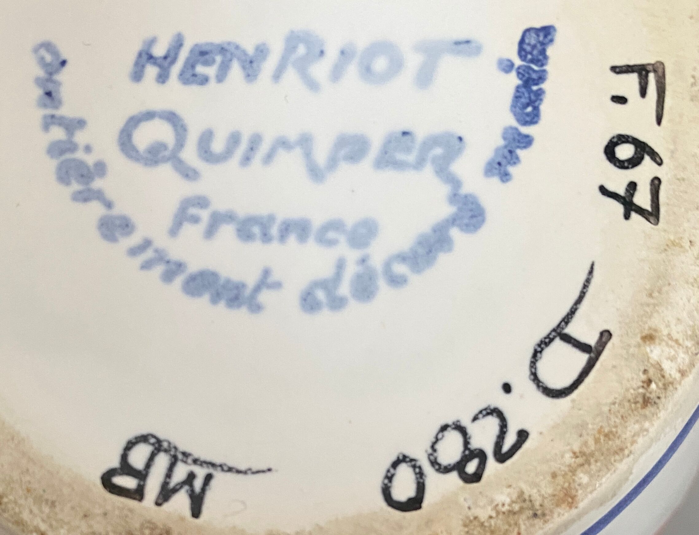 “Henriot Quimper” vase, ceramic flowers, 1970s