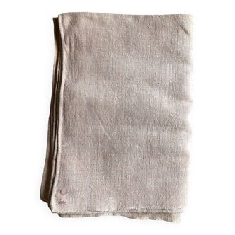 Old hemp harvest tablecloth tinted in pink tea