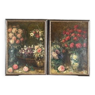 Paintings, Pair of still lifes with flowers by Angelo Zoffoli (1860–1910)