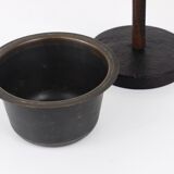 Modern Chandelier by Carl Aubock in Walnut and Leather, Austria, 1950s