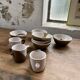 Anthropomorphic ceramic teapot, cups and bowl set
