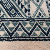 Handmade traditional white and blue carpet, 152x76 cm