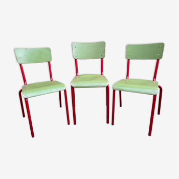 Set of 3 vintage school chairs