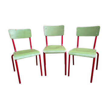 Set of 3 vintage school chairs