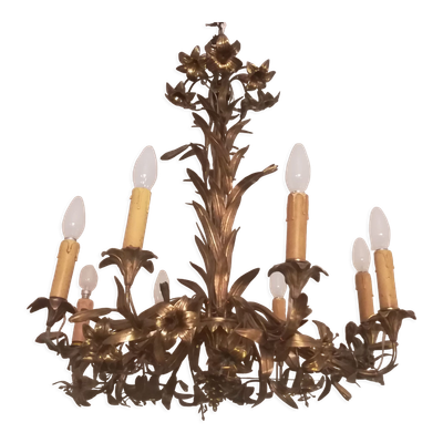 Lustre fleurs de lys en bronze doré fin XIXème