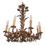 Lustre fleurs de lys en bronze doré fin XIXème