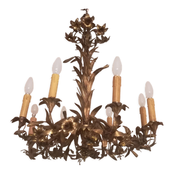 Late 19th century gilt bronze fleur-de-lis chandelier