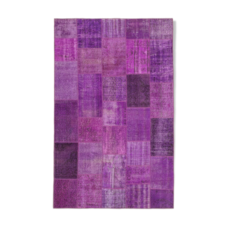 Tapis oriental surteint noué à la main 190 cm x 300 cm tapis patchwork violet